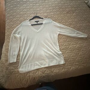 Women's White V-Neck Sweater